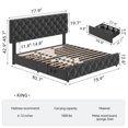 thumbnail image 2 of Eastvita Full/Queen/King Size Bed Frame with 4 Storage Drawers and Headboard, Linen Upholstered Platform Bed Frame, Diamond Stitched Button Tufted, Easy Assemble, Noise-Free, No Box Spring Needed, 2 of 7
