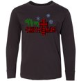 thumbnail image 3 of Inktastic Merry Christmas Buffalo Plaid Cross with Snowflakes Long Sleeve Youth T-Shirt, 3 of 5