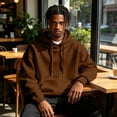 thumbnail image 6 of UDAUDU Mens Hooded Fashion Long Sleeve Hoodies Casual Drawstring with Pockets Fall Winter Pullover Sweatshirt for Men Coffee M, 6 of 8