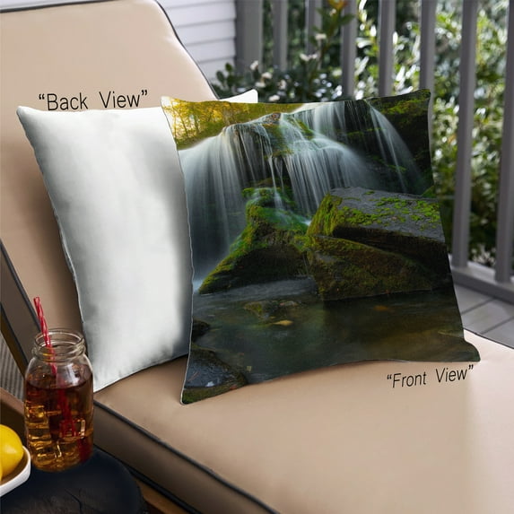 Ahgly Company Earth Waterfall Outdoor Throw Pillow, 18 inch by 18 inch