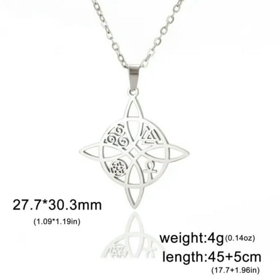 Witchcraft Witch Knot Necklace Women Stainless Steel Valknut Ankh Cross Jewelry