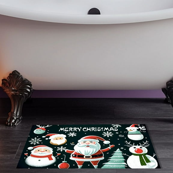 36Ã24in Red Santa Claus Runner Rugs for Hallway,, Christmas Hat Snowman Living Room Carpet, Low Pile Easy Clean Carpets, Reduce Noise with Non Backing Rug for Kitchen Entrance (A)