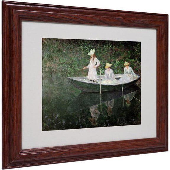 Trademark Fine Art "The Boat at Giverny" Matted Framed Canvas Art by Claude Monet