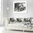 thumbnail image 3 of Designart Horse Cart Black and White - Animal Painting Throw Pillow - 18x18, 3 of 5