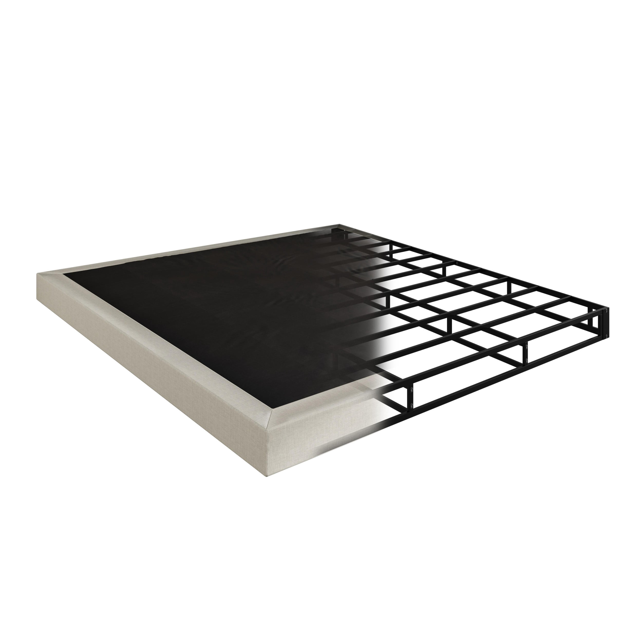 Home Design Walpi King 5" Metal Box Spring Bed Foundation, Heavy-Duty Steel Support, Warm Gray/Black