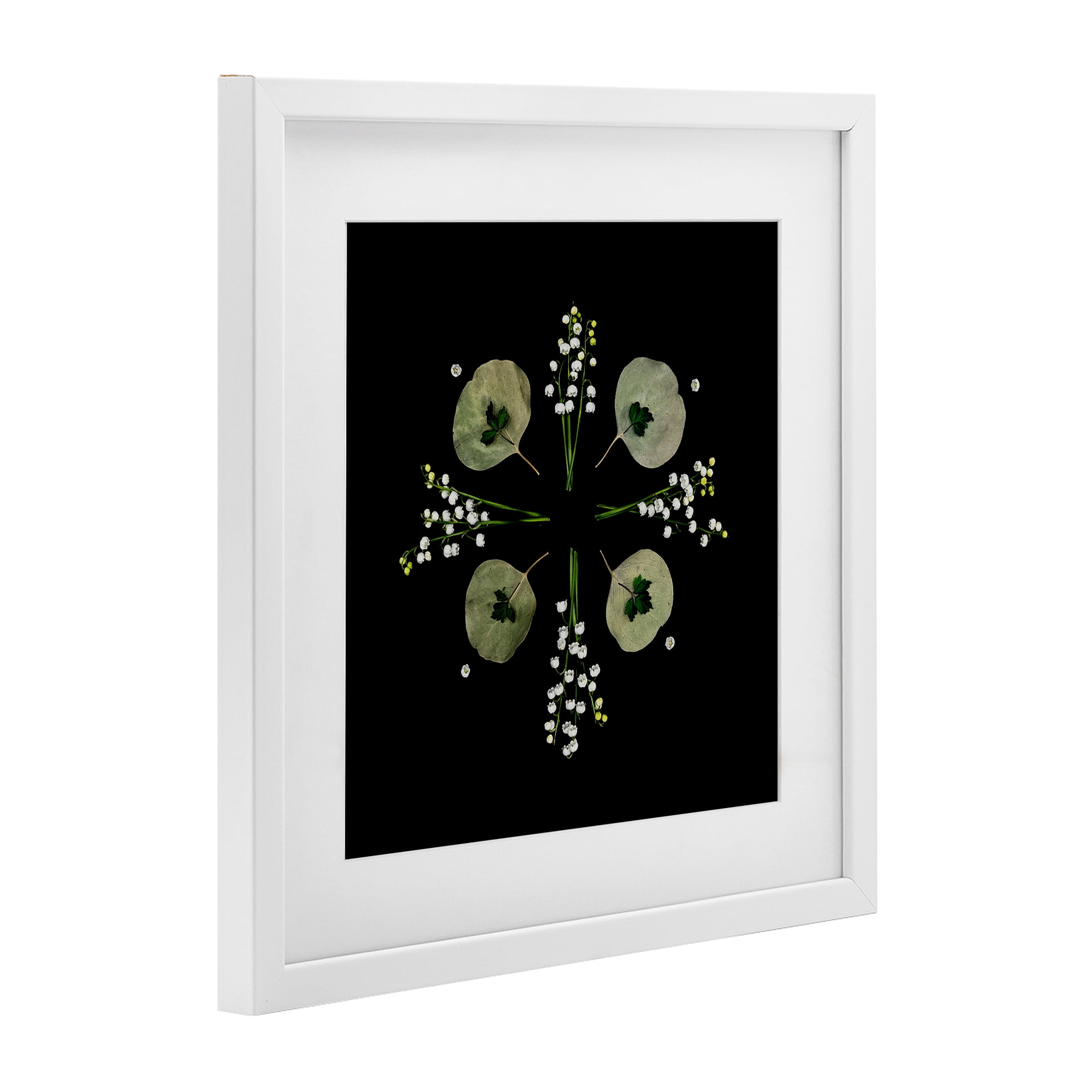 Stupell Industries Leaves & Wildflowers on Black White Framed Print Under Glass, design by Beth Adoette