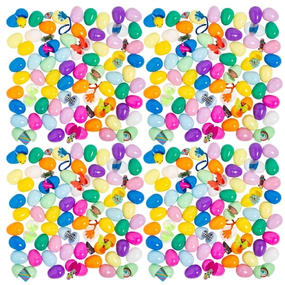 Fun Express 2 1/2" Mega Bulk 200 Pc. Animal Toy-Filled Plastic Easter Eggs, Bulk Easter Egg Hunt Supplies