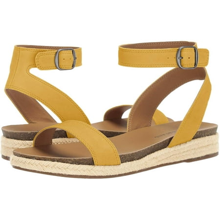 Lucky Brand Garston Golden Rod Yellow Suede Espadrille Wedge Flat Sandal (6.5, GOLDEN ROD)