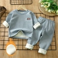 thumbnail image 2 of Toddler Baby Girl Sets 2 Piece Outfits Toddler Baby Kids Winter Boys Girls Solid Color Long Sleeved Thickening Home Wear Clothes Suit For Every Holiday Legging Set 2, 2 of 5