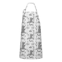 White Highland Cow Bathtub Flower Pattern Apron-Garden Aprons for Women with Pockets-Cotton Linen Waterproof Kitchen Cooking Gardening Aprons Adjustable for Kitchen,Cooking,BBQ and Salon 33x27 Inch
