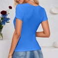 thumbnail image 5 of T Shirts for Women 2026 Summer Short Sleeve Crewneck Hollow out Ribbed Slim Fit Casual Tshirt, 5 of 6
