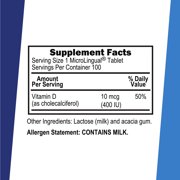 Superior Source Vitamin D3 400 IU - Offers Immune System, Brain & Nervous System Support - Aids Calcium Absorption for Teeth & Bone Health - Bariatric Friendly - 100 Sublingual Dissolving Tablets