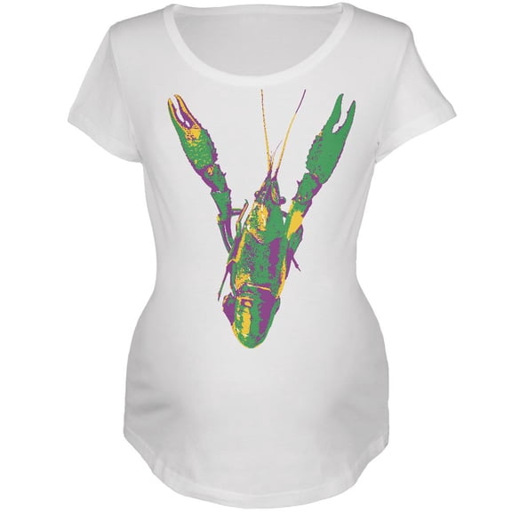 Mardi Gras Crawfish Maternity Soft T Shirt White LG