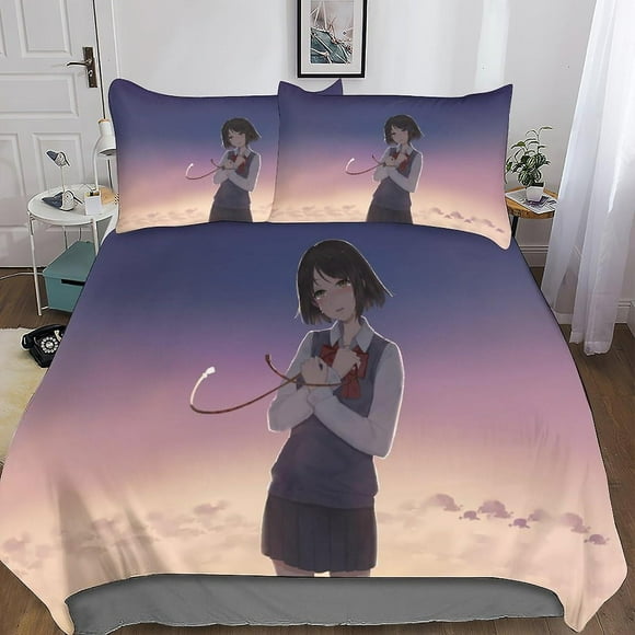 MYPALL Your Name 3-piece Set Bedding Set 3D Print Comforter Cover with Zipper ForTeens And Kids Adults Soft Microfiber Bedspread Cover(King220x240cm)