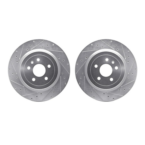 Dynamic Friction Company Rear Brake Rotors-Drilled and Slotted-Silver 7002-26003