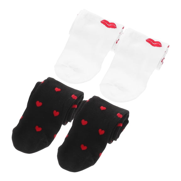 Masteelf 2 Pairs Valentines Heart And Red Lip Thigh High Stockings Trendy And Comfortable Over The Knee Socks For Romantic Dates And Special Occasions