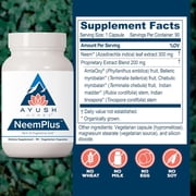 Ayush Herbs Neem Plus Supplement for Skin, Gut Health, and Digestion Support, 90 Count