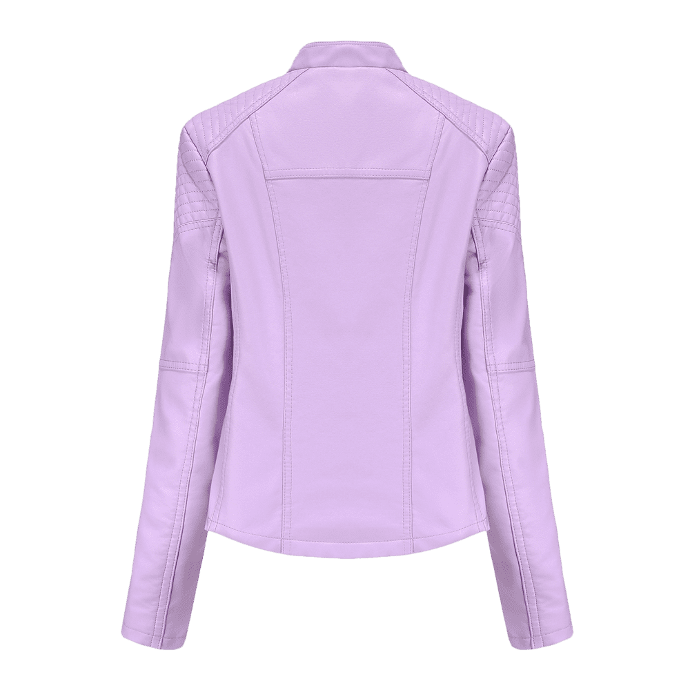 Camisas Para Hombres! QATAINLAV Women's Faux Leather Moto Jacket Casual Short Solid Color Biker Coat Ladies Zip Up Open Front Lapel Motorcycle Outwear with Pockets Pink XL