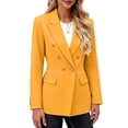 thumbnail image 4 of Work Tops for Women Womens Casual Blazer Open Front Long Sleeve Turndown Collar Solid Button Work Office Blazer Tops Yellow S, 4 of 6