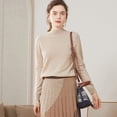thumbnail image 1 of Suéter de cachemira de cuello alto medio para mujer, ropa de otoño e invierno, camisa de punto de lana de una pieza sin costuras, 1 of 6