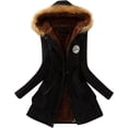 thumbnail image 1 of HOSTINGG - chamarra de invierno para mujer, con forro mullido y grueso para mujer, con cierre, chamarra acolchada con capucha y bolsillos, otoño, 3- Negro, Small, 1 of 3