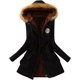 thumbnail image 1 of HOSTINGG - chamarra de invierno para mujer, con forro mullido y grueso para mujer, con cierre, chamarra acolchada con capucha y bolsillos, otoño, 3- Negro, Small, 1 of 1
