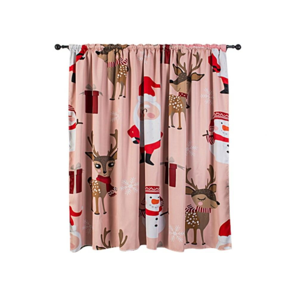 Xmas Shower Curtain Christmas Santa Claus Printed Shower Curtains Elk Waterproof Bath Curtains Home Decor