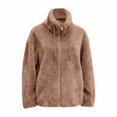 thumbnail image 2 of Women's Double-Faced Fleece Jacket, Stand Collar Zip Up Coat, Thickened Plush Lined Outerwear for Women, Soft Winter Jacket with Full Zipper, Warm Casual Long Sleeve Top Coffee XXXXL, 2 of 6
