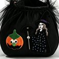thumbnail image 5 of Halloween Kids Trick Or Treat Candy Bag, Witch Pumpkin Embroidery Non‑Woven Handbag With Handle, Reusable Goodie Gift Pouch For Halloween Party, Black, 5 of 5