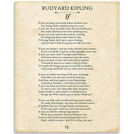 If by Rudyard Kipling Wall Art - 11x14 Unframed Typography If Poem Book Page Print - Poem Print - Great Gift for Poetry Fans and Inspirational and Motivational Decor for Home and Office