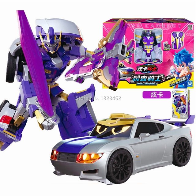 New Metal Cardbot Transforming Robot to Car Action Figures BLUE COP with Card Car Toys for Child Gift
