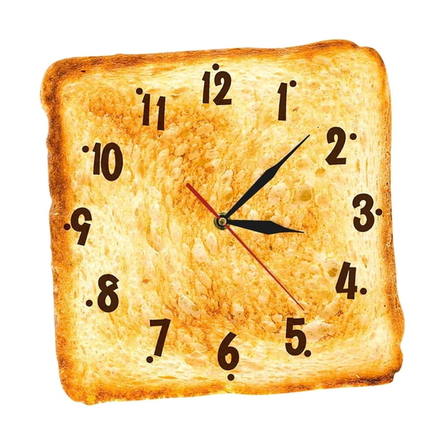 Reloj de pared de pan tostado , decoración, reloj de de pared silencioso cuadrado sin tictac para salón y cocina