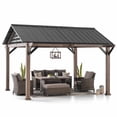 thumbnail image 2 of Sunjoy Hardtop Gazebo 13 x 13 ft. Outdoor Galvanized Steel Gazebo with Metal Gable Roof and Ceiling Hook, Suit for Patio and Backyard, Black, 2 of 12