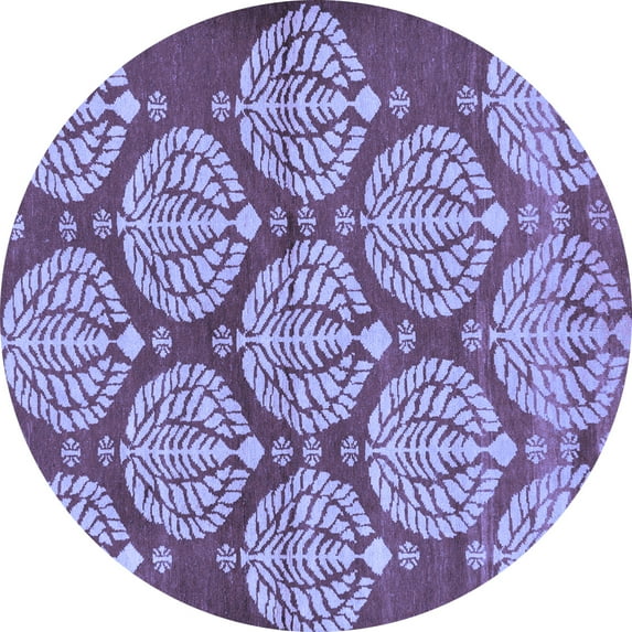 Ahgly Company Machine Washable Indoor Round Abstract Blue Modern Area Rugs, 8' Round
