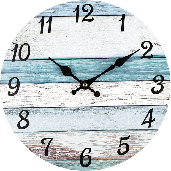Homotte Wall Clock, 10 Inch Battery Operated Clocks Living Room Decor, Silent Non-Ticking Bathroom Wall Clock, Round Country Retro Rustic Style Wall Clock for Home Bedroom Office