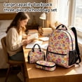 thumbnail image 3 of 3-Piece Bow Print Backpack Set for Girls, Polyester School Backpack with Lunch Tote Bag & Pencil Case, Lightweight Student Schoolbag Kit,B, 3 of 5