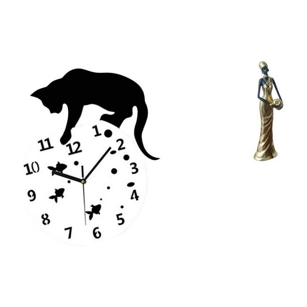 Reloj De Pared Con Diseño De Gato Tribal Africano Silencioso, Escultura De Movimiento Silencioso, Figura Decorativa Analógica Sin Tictac Para El Hogar, El Comedor Y La Sala De Estar.