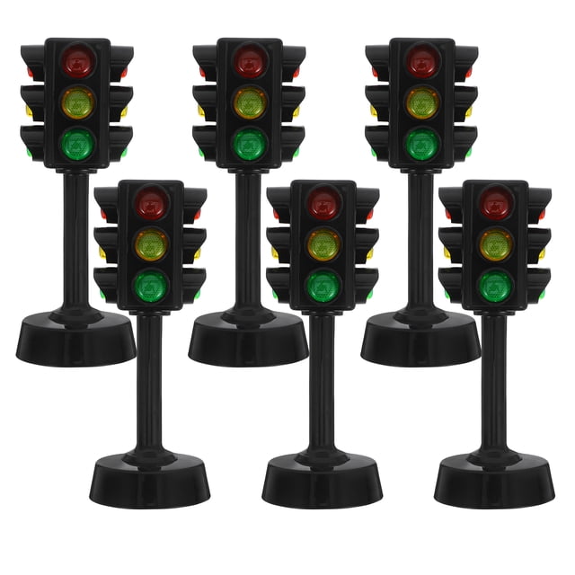 6 piezas de juguete de simulación de semáforo para niños, juego de señales de tráfico con luz, semáforo para educación temprana y decoraciones de fiesta.