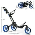 thumbnail image 2 of Gymax 3 Wheels Foldable Golf Push Pull Cart Trolley w/ Adjustable Handle Brake Blue, 2 of 10