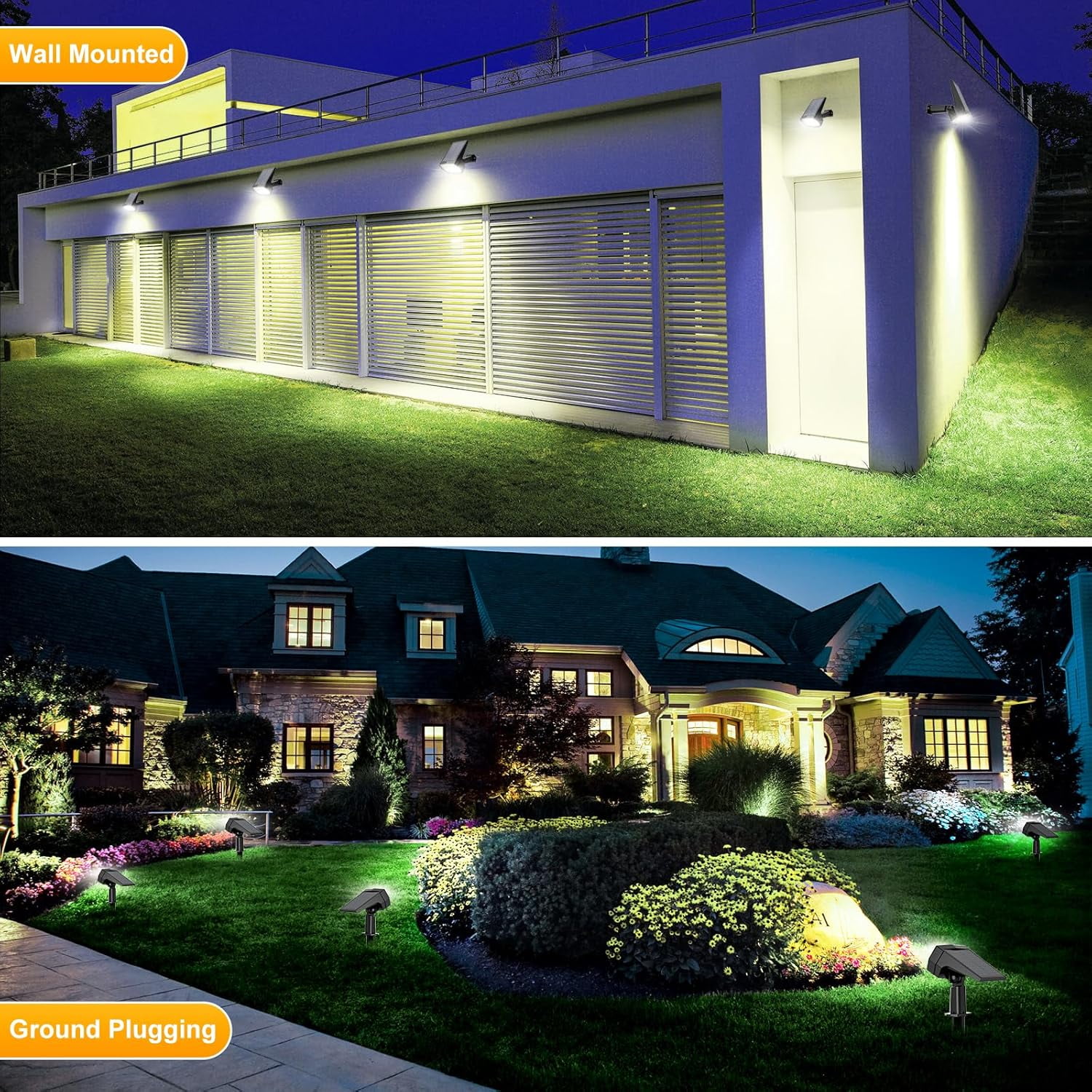 72 LEDs Solar Spot Lights Outdoor Waterproof, 3 Modes Landscape Spotlights, Dusk to Dawn Solar Powered Flood Wall Lights for Outside, Solar Garden Lights for Yard Porch 6 Pack (Cool White)