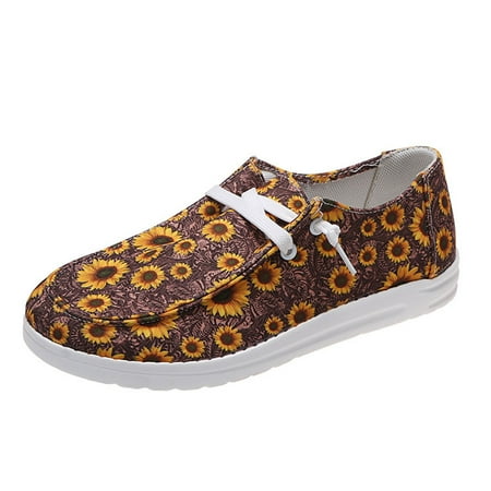 

Gecorid Casual shoes Women Loafers Comfortable Floral Print Casual Walking Flat Shoes