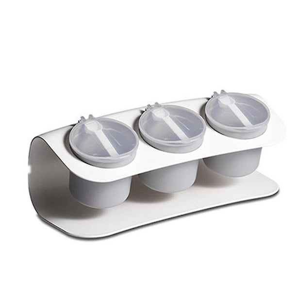 Suministros de cocina simples, olla para condimentos para el hogar, caja de condimentos creativa de tres combinaciones, juego de ollas para condimentos de plástico, botella de condimento blanca