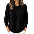 thumbnail image 3 of Liuinsasek Women's Crew-Neck Knit Sweater Solid Color Casual Long-Sleeved Loose-Fit Basic Pullover Easy Layering Piece ，Fashion Winter Outfits，Cozy Lounge Wear, 3 of 8