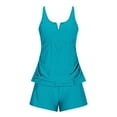 thumbnail image 6 of ZHOGXU Women's Tankini Swimsuit Sleeveless Solid Color Top And Bottoms Comfortable Stylish Two Piece Swimwear For Beach Pool,Blue,L, 6 of 6