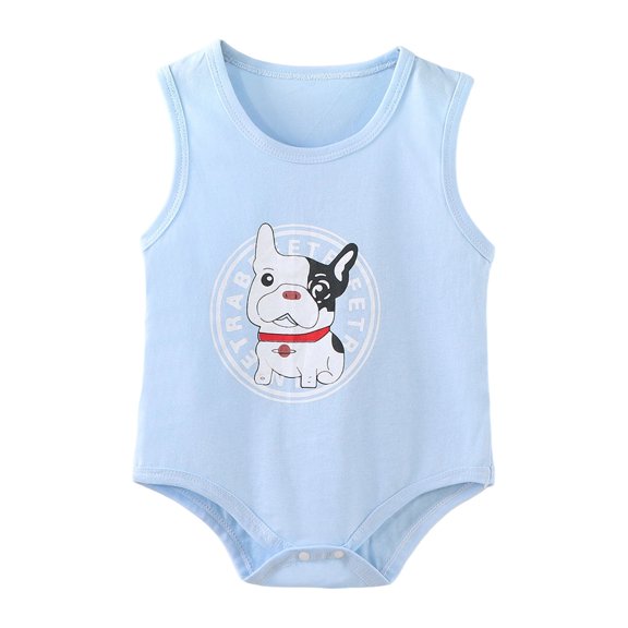 Fengactive Unisex Baby Sleeveless Tank Triangle Bodysuit Cute Print Soft Cotton Round Neck Snap Crotch Summer Infant Romper Onesie