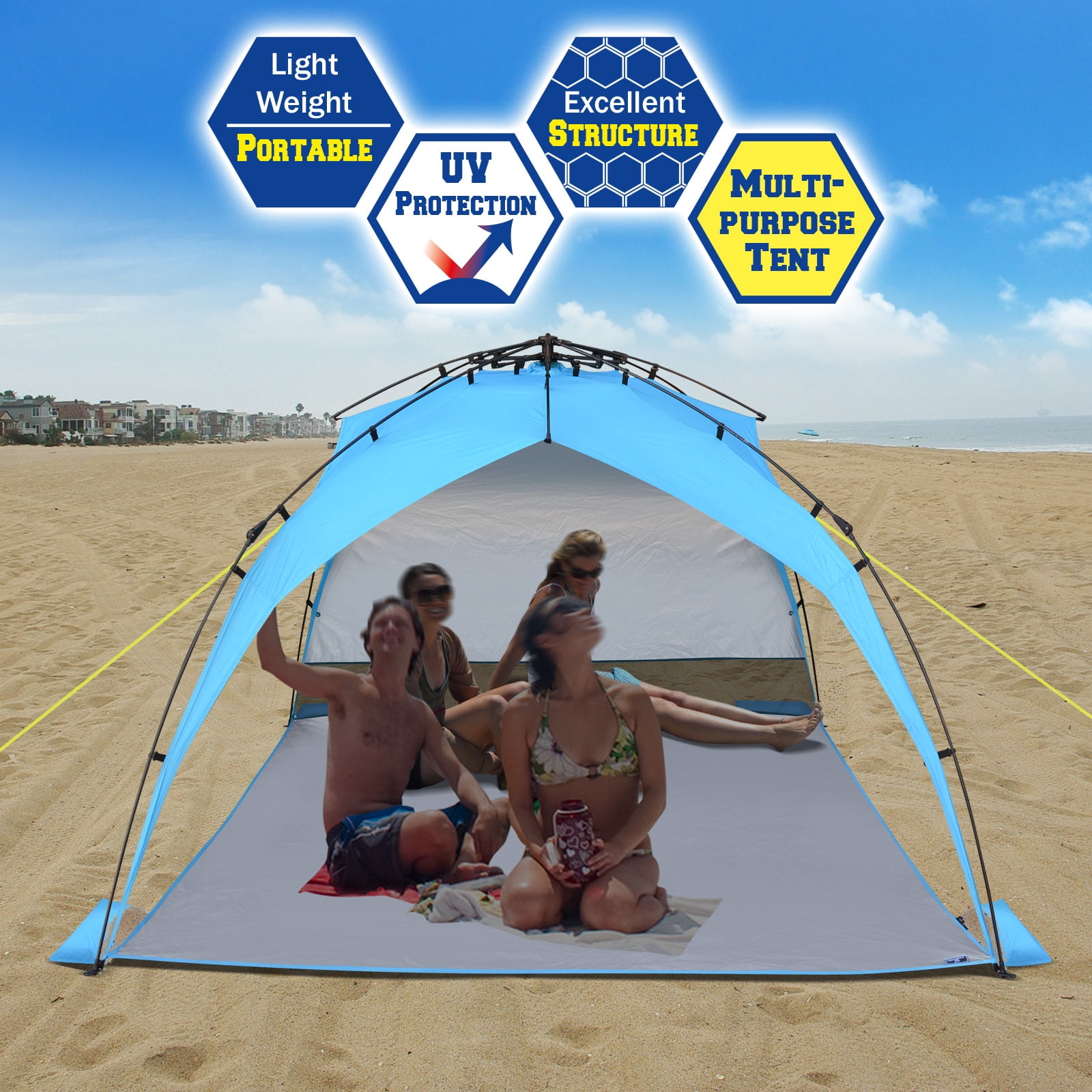Strong Camel 8'x8' Instant Pop Up Beach Tent Portable Shelter Canopy Portable Waterproof Camping Shade Tent Outdoor