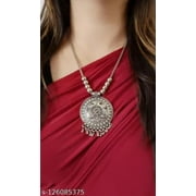 Silver Tone Bohemian Statement Oxidized Pendent Chain Jewelry For Women Girls