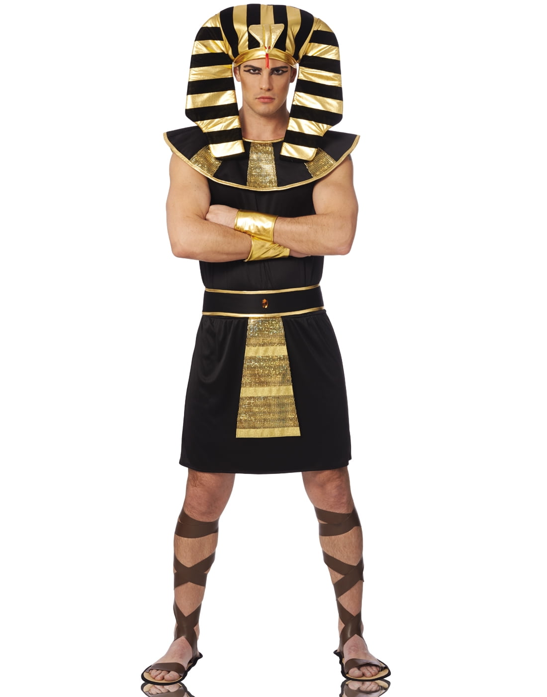 Mens Tutankhamen Adult Historical Pharaoh Egyptian King God Fancy Dress Costume 