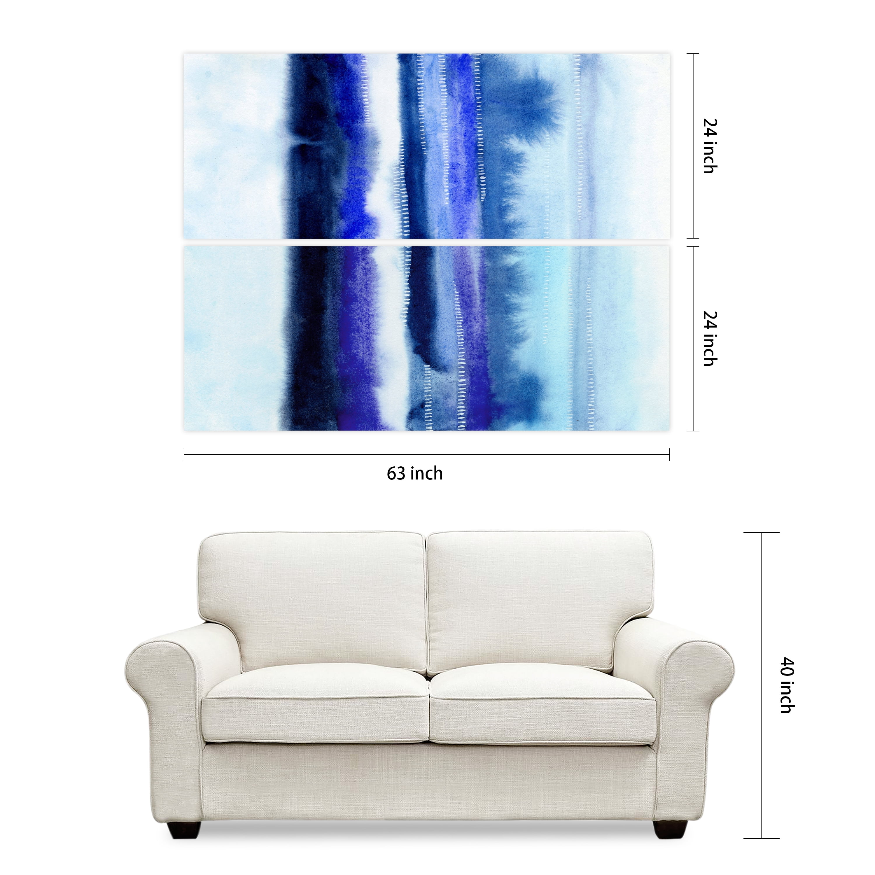 Empire Art Direct Shorebreak Abstract A & B Frameless Free Floating Tempered Glass Panel Graphic Wall Art, 63" x 24" each, Ready to Hang