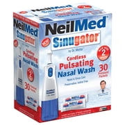 NeilMed Sinugator Cordless Nasal Irrigator Dual Speed Kit - 30 Pack, 3 AA Batteries, Pulsating Flow Technology, Blue